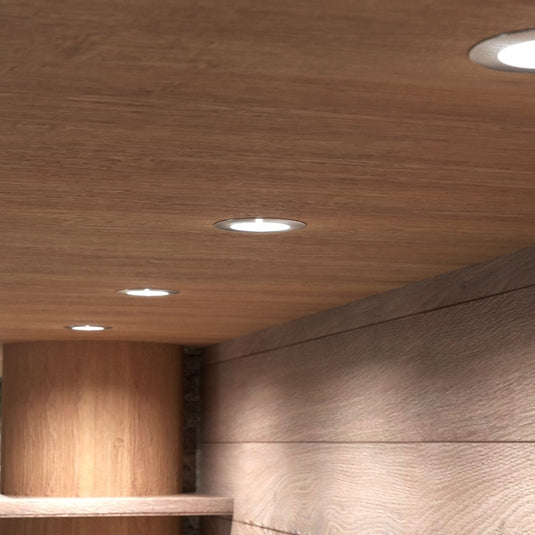 Row of natural white under cabinet lights