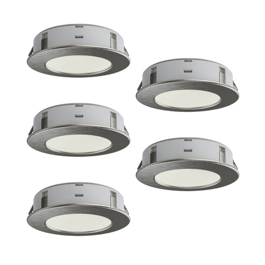 Five recessed under cabinet lights