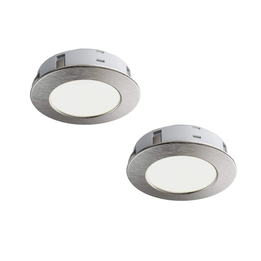 Pack of two recessed under cabinet lights in brushed chrome