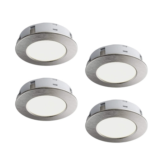 Pack of four recessed under cabinet lights in brushed chrome