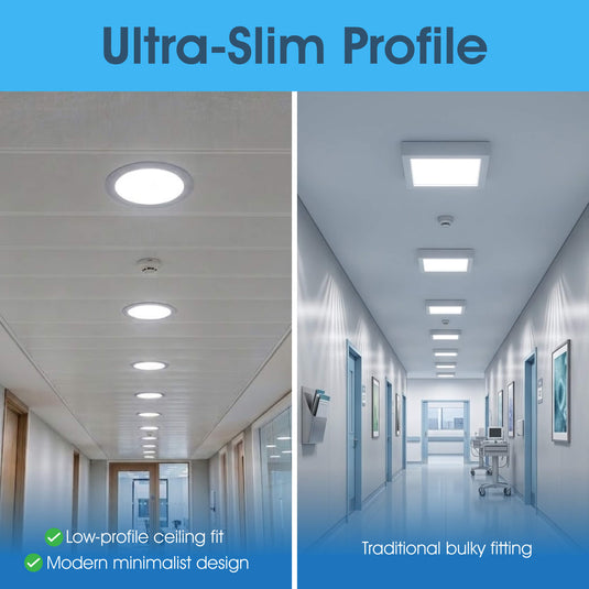 Slim side profile of the round LED panel