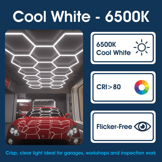 Infographic showing the 6500K cool white light