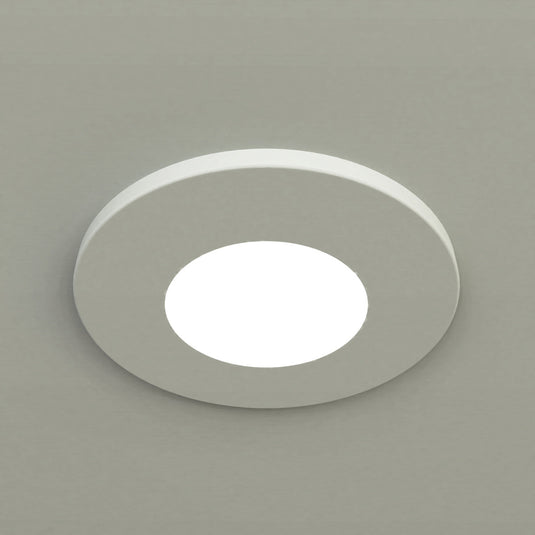 Close up of a fitted white downlight