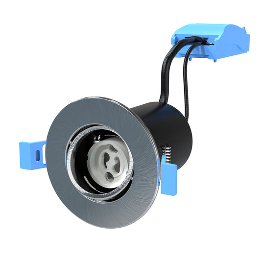 Brushed Chrome, Tilt, Fire Rated GU10 Downlight