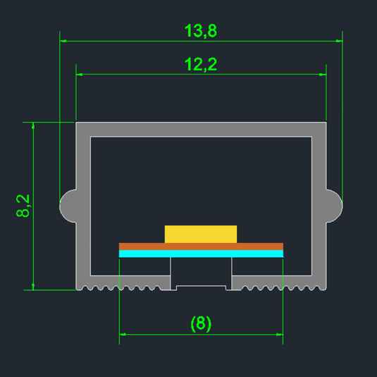 Slat wall LED neon with its dimensions