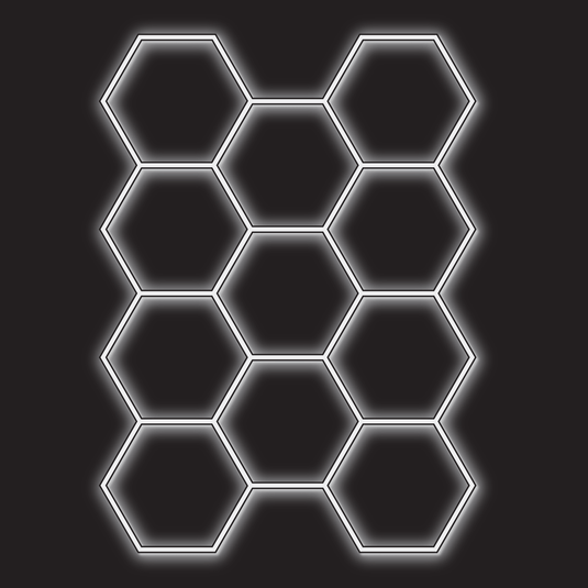 11 hexagon LED kit with black frame on a black background