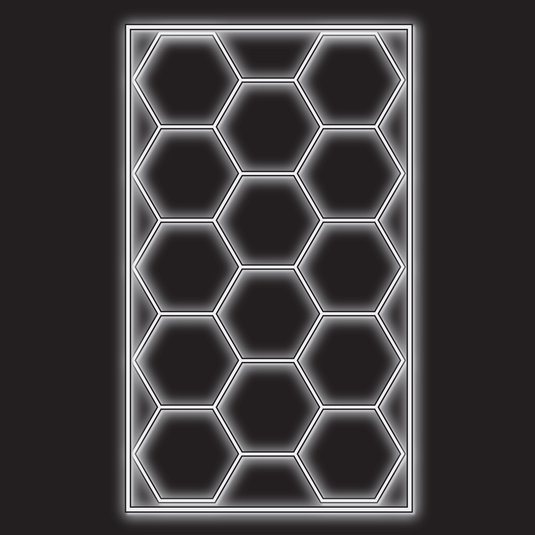 14 hexagon LED kit with border on a black background