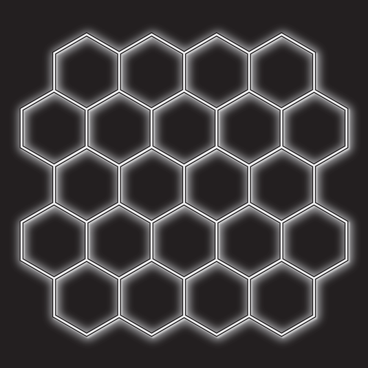 22 hexagon LED kit in black on a black background