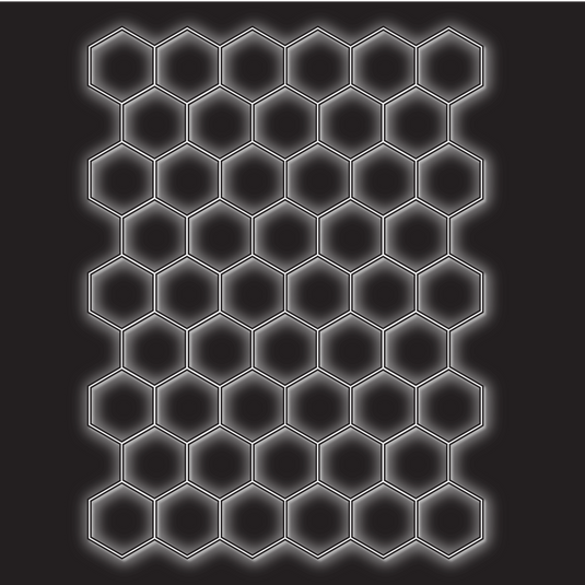 50 hexagon LED kit with black frame on a black background