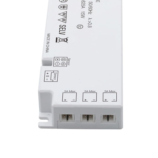 Close up of the output sockets and sensor port