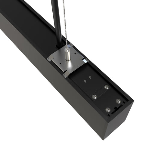 2FT (60cm) LED Linear Light – CCT Selectable, Surface or Suspended Mount, Black Finish - Back