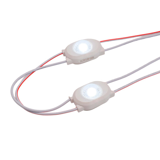 Two connected single LED modules, lit