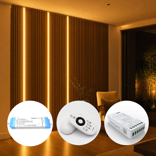 3 x 2.4m acoustic slat wall lighting kit with driver and remote