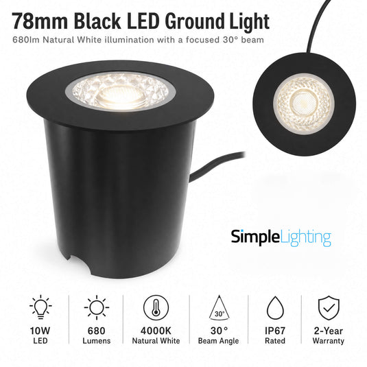Infographic on the 78mm black LED ground light