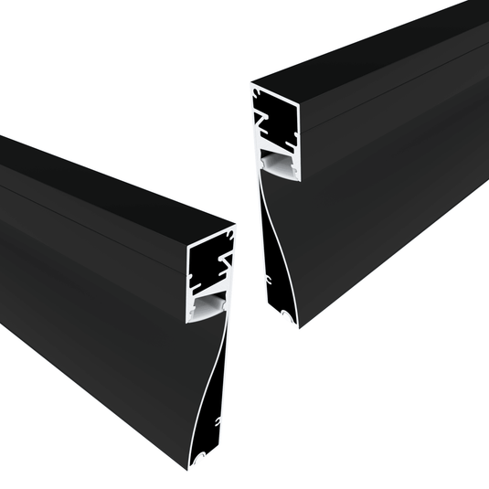 Pack of two matt black skirting LED profiles