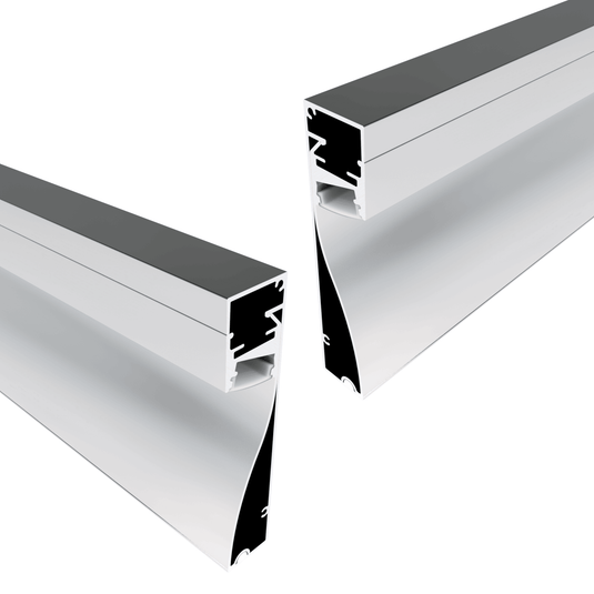 Pack of two silver skirting LED profiles