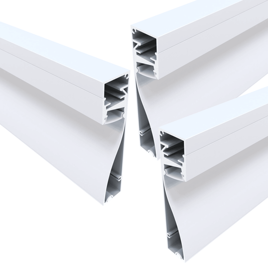 Pack of three matt white skirting LED profiles