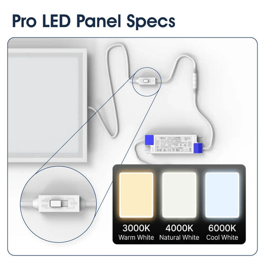 Panel colour switch and driver, with 3000K, 4000K and 6000K options