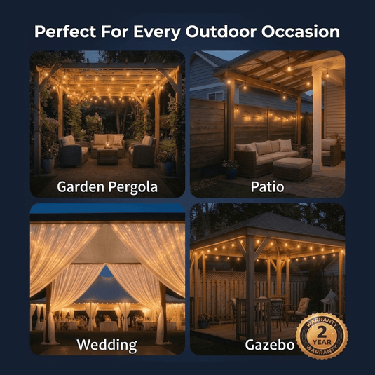 Infographic on festoon lights for outdoor occasions