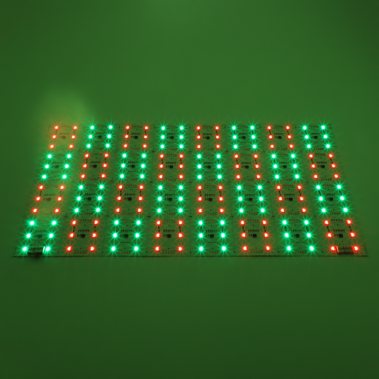 LED sheet with alternating red and green sections