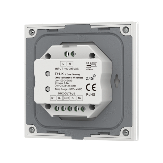 Back of the rotary dimmer with power and signal connections