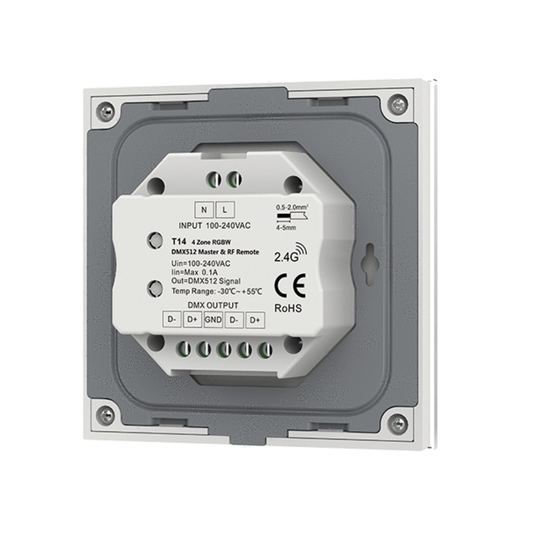 Back of the touch panel with DMX output ports