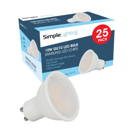 Pack of 25, 10w LED GU10 Bulbs