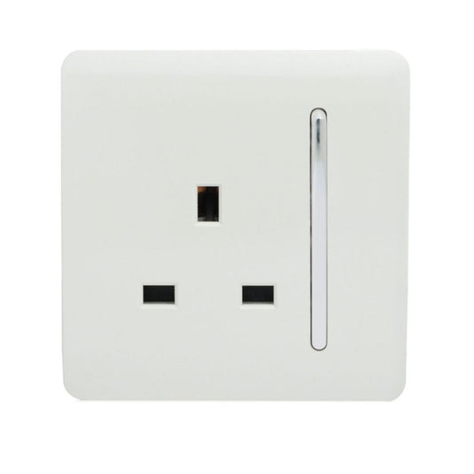 Glossy white 1 gang plug socket