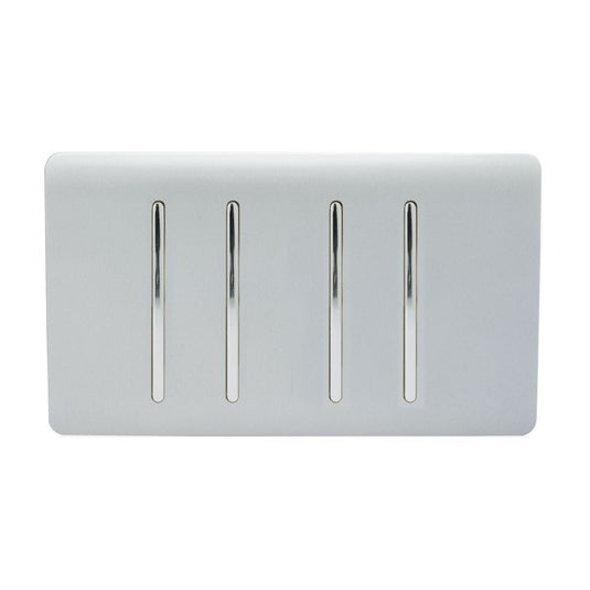 4 gang light switch in glossy silver