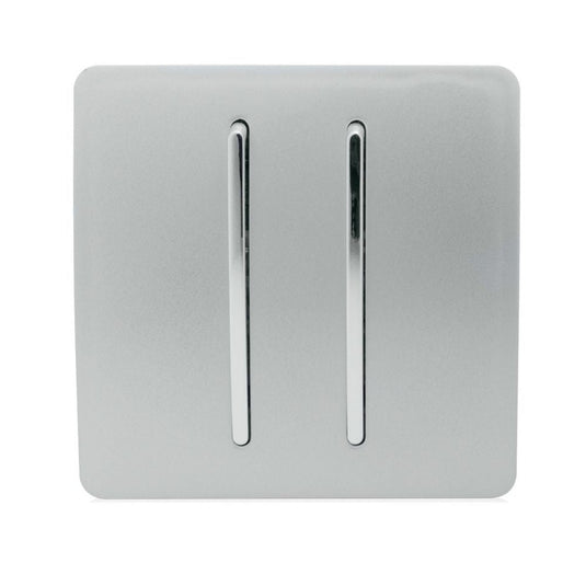 2 gang 2 way light switch in glossy silver