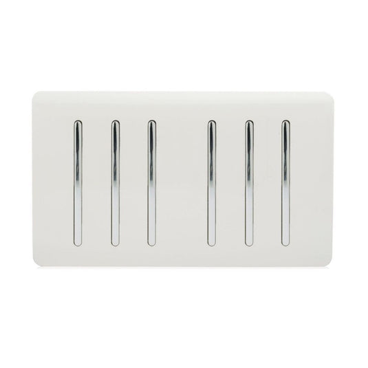 6 gang light switch in glossy white