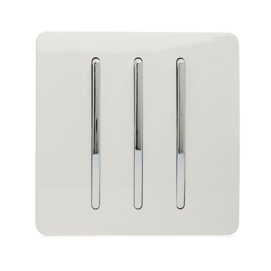 3 gang 2 way light switch in glossy white