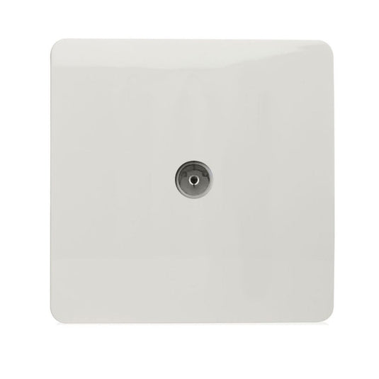 Glossy white 1 gang TV coaxial socket