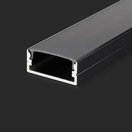 Black Aluminium Surface Mounted Profile, With Cover and no end caps