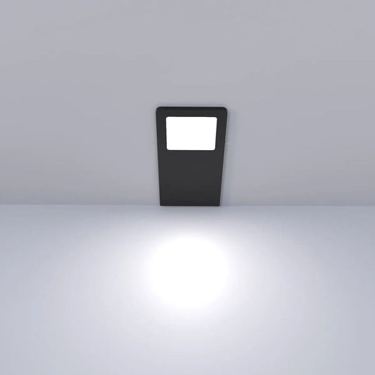 Black Recti Superslim 5w LED Cabinet Light, in natural white light lit, front facing shot