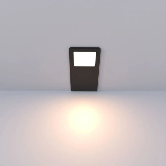 Black Recti Superslim 5w LED Cabinet Light, in warm white light lit, front facing shot