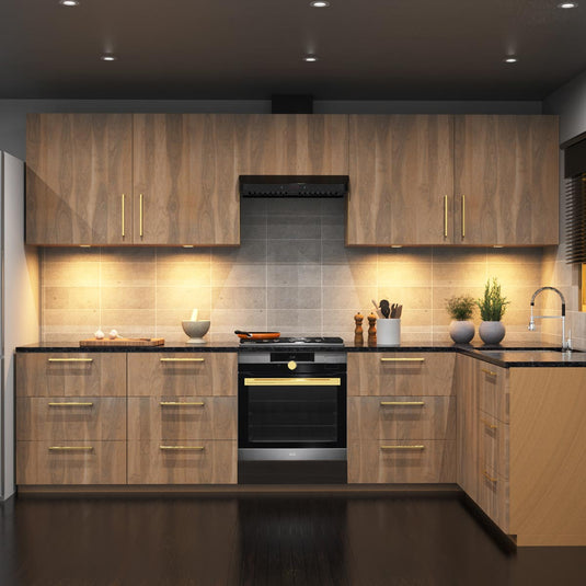 Kitchen with warm white under cabinet lighting