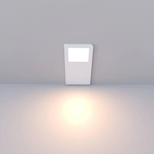 Recti Superslim 5w LED Cabinet Light, Matte White, in warm white light lit, front facing shot