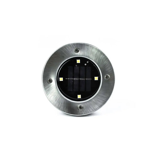 Cairns Stainless Steel LED Solar Path/Deck Light front facing with solar panel