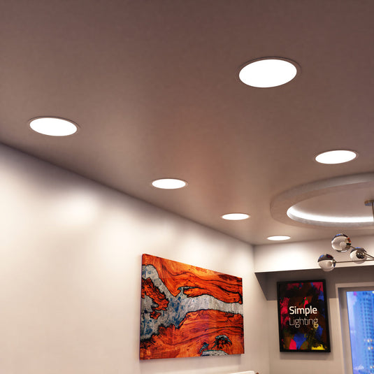 Bedroom ceiling with natural white panels