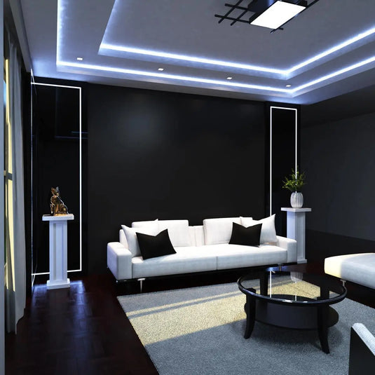 COB LED Strip, Cool White in living room setting full view shot