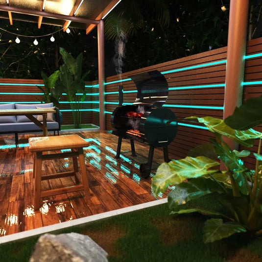 COB Dotless LED Strip Lighting cabana setting in Cyan