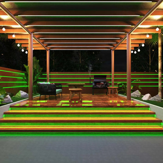 COB Dotless LED Strip Lighting cabana setting in Green