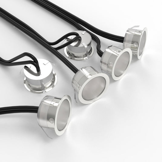 Six 39.5mm RGB LED decking lights