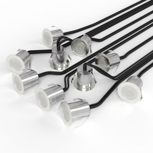 Ten 30mm decking lights
