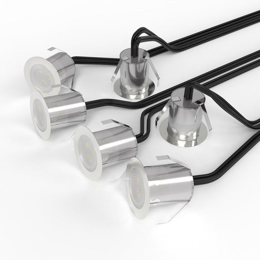 Six 30mm RGB LED decking lights
