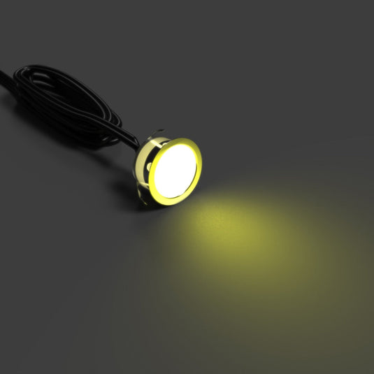 RGB decking light glowing yellow
