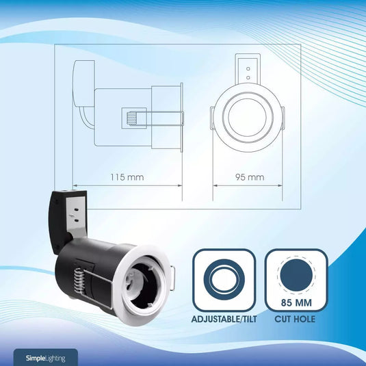 Die-Cast, Tilt, Fire Rated, LED, Dimmable Downlight dimensions