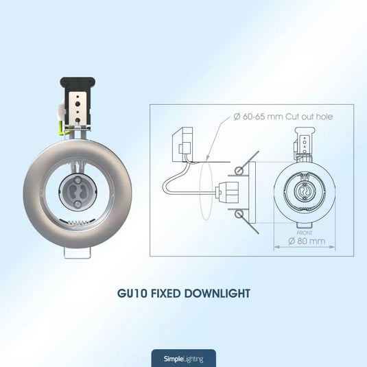 Recessed GU10 Spot Light with dimensions