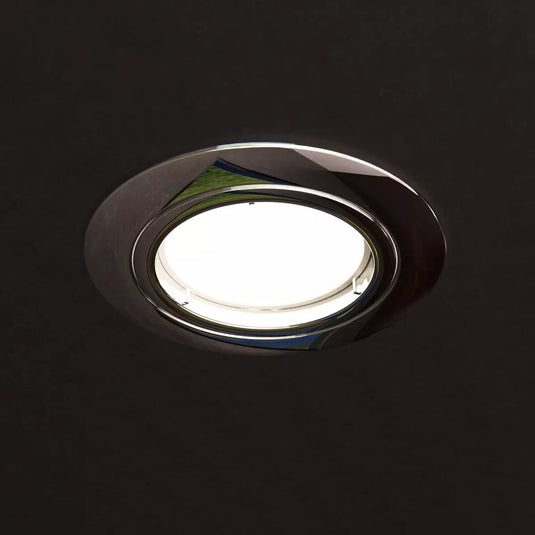 GU10 Downlight, Fixed, Die Cast In A Chrome Finish mounted in ceiling